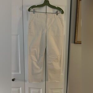 Banana Republic Women's 4P White Cotton Blend Girlfriend Authentic Chino Pants